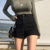 Model nou de blugi scurti de dama cu talie inalta si buzunare