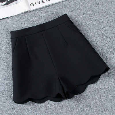 Pantaloni scurți eleganti de damă, cu talie înaltă, în negru