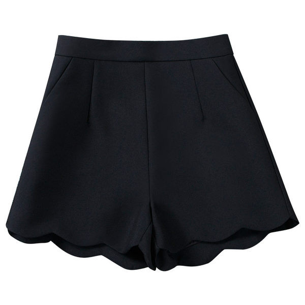 Pantaloni scurți eleganti de damă, cu talie înaltă, în negru