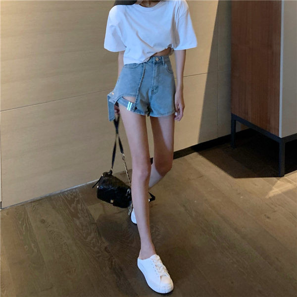 Blugi scurti casual de dama cu buzunare in negru si albastru