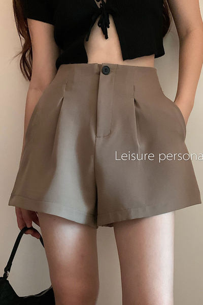 Pantaloni largi de dama cu nasture si talie inalta