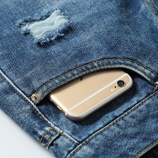 Model nou de pantaloni scurți de damă din denim cu elemente rupte - culoare albastră