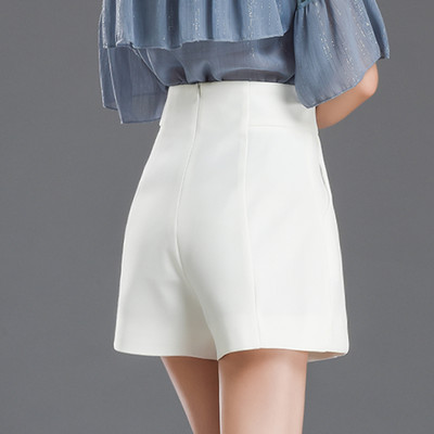 Pantaloni scurți moderni cu talie înaltă și fermoar pentru femei