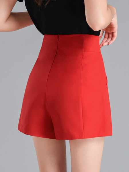 Pantaloni scurți moderni cu talie înaltă și fermoar pentru femei