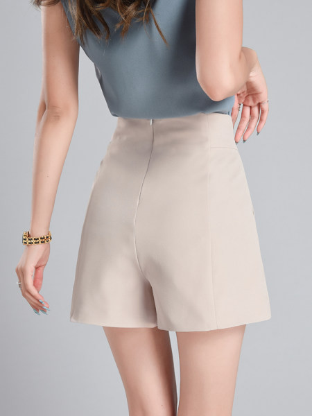 Pantaloni scurți moderni cu talie înaltă și fermoar pentru femei