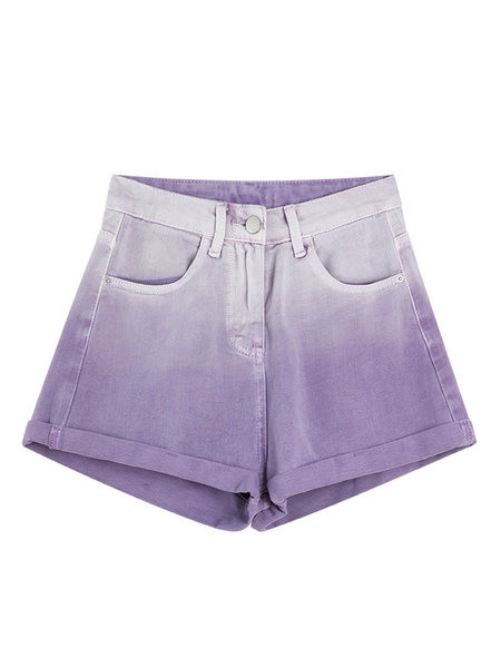 Blugi scurti de dama in culoare irizata si talie inalta