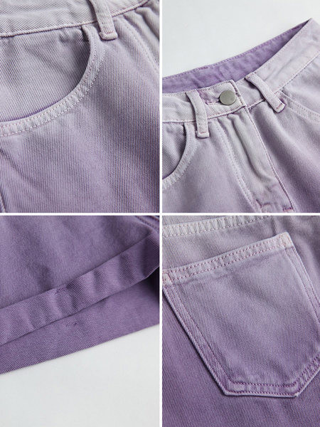 Blugi scurti de dama in culoare irizata si talie inalta