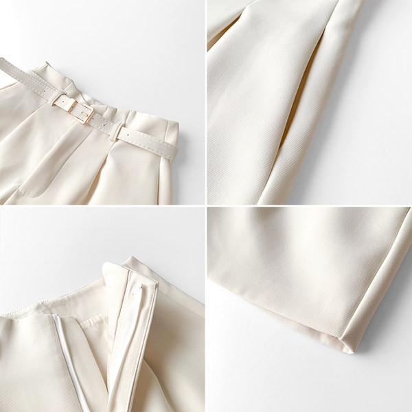 Pantaloni scurti moderni de dama cu centura si talie inalta