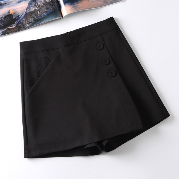 Pantaloni scurți/fustă de damă cu nasturi și talie înaltă