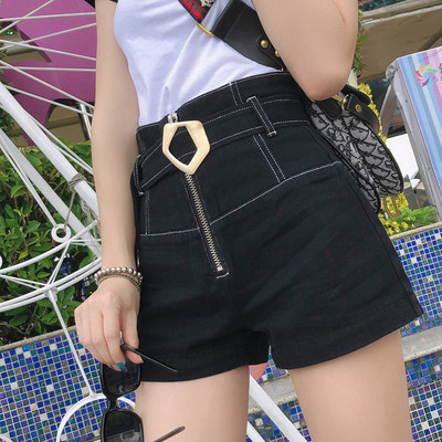 Pantaloni scurti de dama model nou cu curea si fermoar