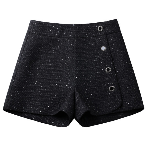 Pantaloni scurti eleganti de dama cu nasturi si talie inalta