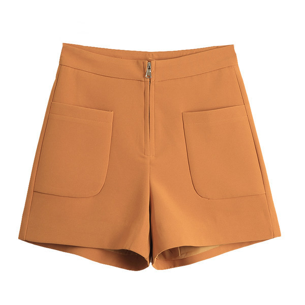 Pantaloni scurți de vară de damă cu fermoar și buzunare