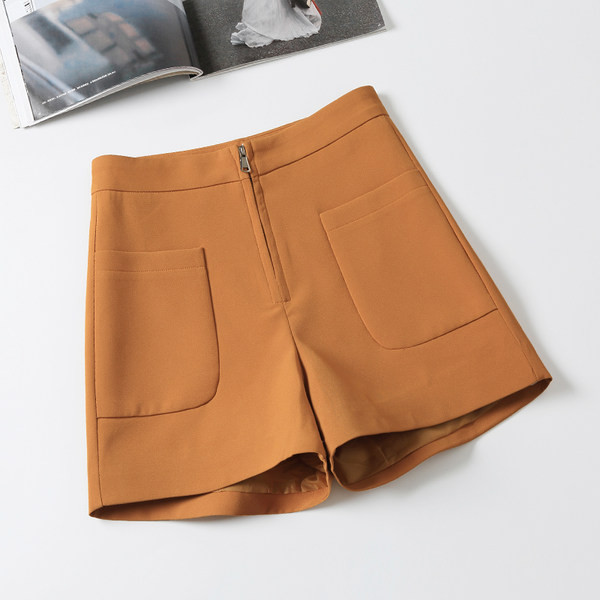 Pantaloni scurți de vară de damă cu fermoar și buzunare