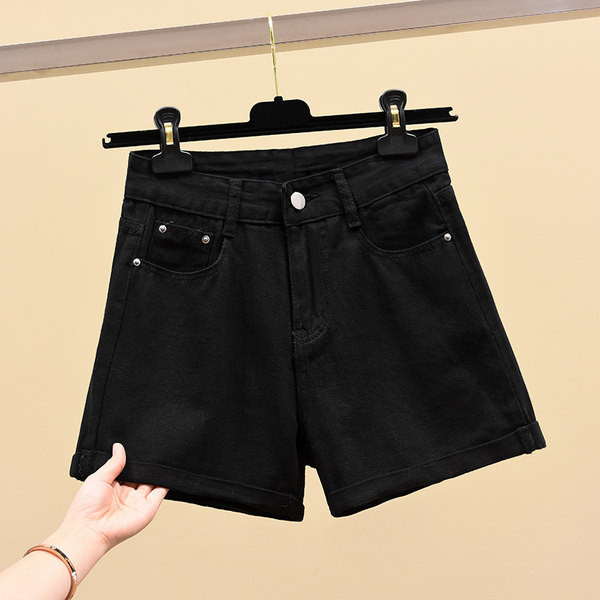 Pantaloni scurți casual de damă din denim cu talie înaltă