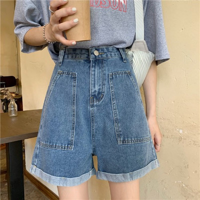 Model nou de pantaloni scurți de damă cu talie înaltă - negru și albastru