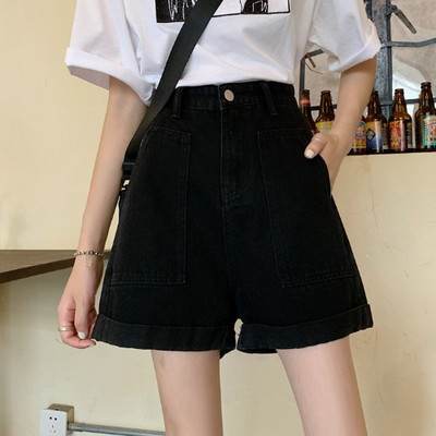 Model nou de pantaloni scurți de damă cu talie înaltă - negru și albastru