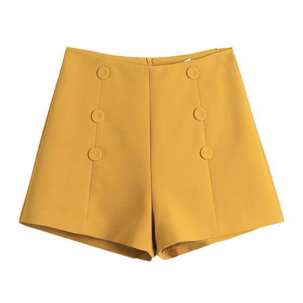 Pantaloni scurti moderni de dama cu talie inalta si nasturi