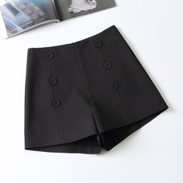 Pantaloni scurti moderni de dama cu talie inalta si nasturi