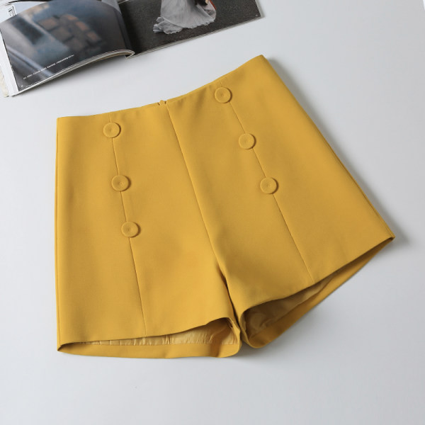 Pantaloni scurti moderni de dama cu talie inalta si nasturi