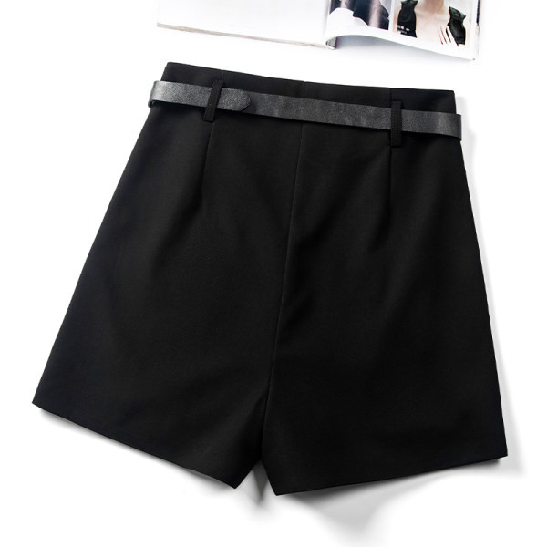 Pantaloni moderni de dama cu centura in talie - culoare neagra