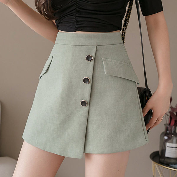 Fusta de dama tip pantaloni cu nasturi si talie inalta