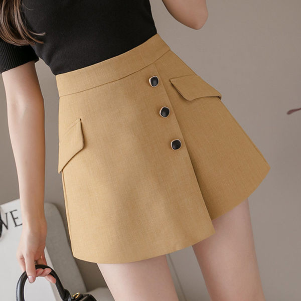 Fusta de dama tip pantaloni cu nasturi si talie inalta