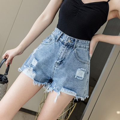 Model nou de pantaloni scurți din denim de damă de culoare albastră