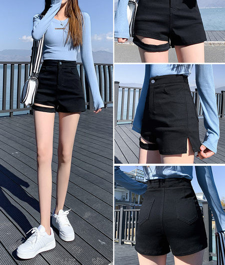 Model nou de pantaloni scurți de damă în negru - două modele