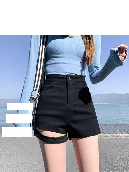 Model nou de pantaloni scurți de damă în negru - două modele