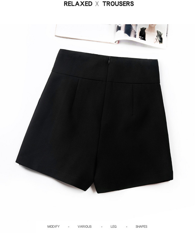 Pantaloni moderni de dama cu nasturi - culoare neagra