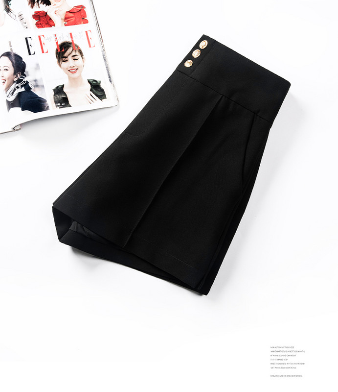 Pantaloni moderni de dama cu nasturi - culoare neagra