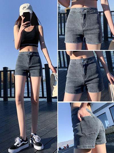 Pantaloni scurți casual de damă - cu talie înaltă și buzunare