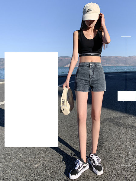 Pantaloni scurți casual de damă - cu talie înaltă și buzunare