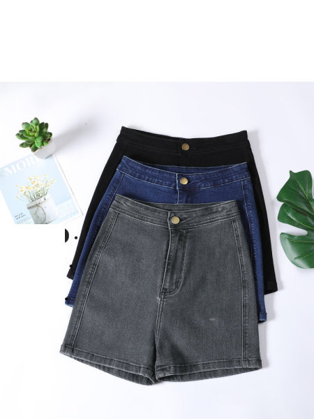 Pantaloni scurți casual de damă - cu talie înaltă și buzunare