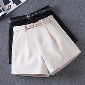 Pantaloni scurți de vară de damă cu talie înaltă și curea