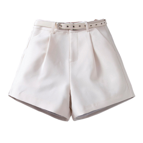 Pantaloni scurți de vară de damă cu talie înaltă și curea