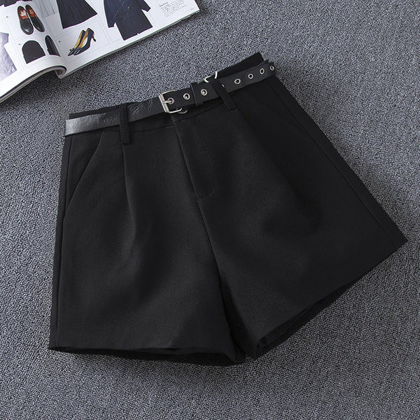 Pantaloni scurți de vară de damă cu talie înaltă și curea