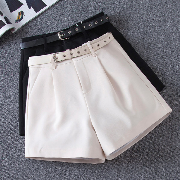 Pantaloni scurți de vară de damă cu talie înaltă și curea