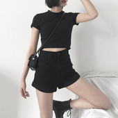 Pantaloni scurți din denim cu talie înaltă