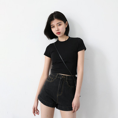 Pantaloni scurți din denim cu talie înaltă