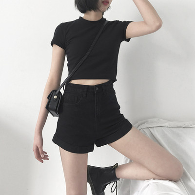 Pantaloni scurți din denim cu talie înaltă