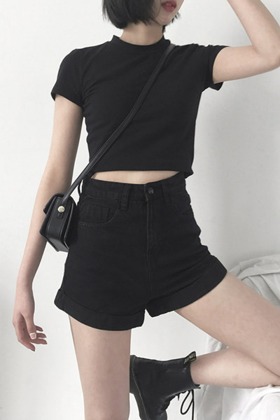 Pantaloni scurți din denim cu talie înaltă