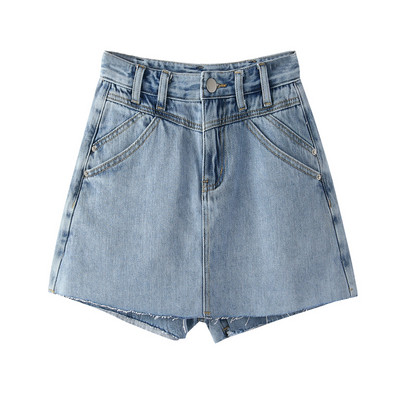 Fusta-pantalon de dama cu talie inalta si elemente rupte