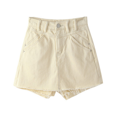 Fusta-pantalon de dama cu talie inalta si elemente rupte