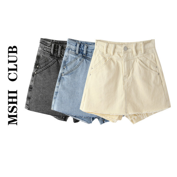 Fusta-pantalon de dama cu talie inalta si elemente rupte