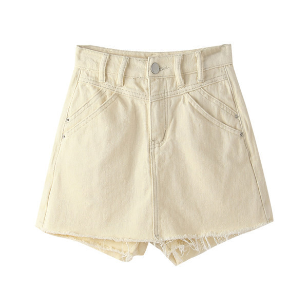 Fusta-pantalon de dama cu talie inalta si elemente rupte