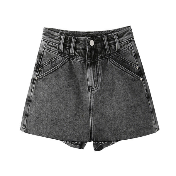 Fusta-pantalon de dama cu talie inalta si elemente rupte