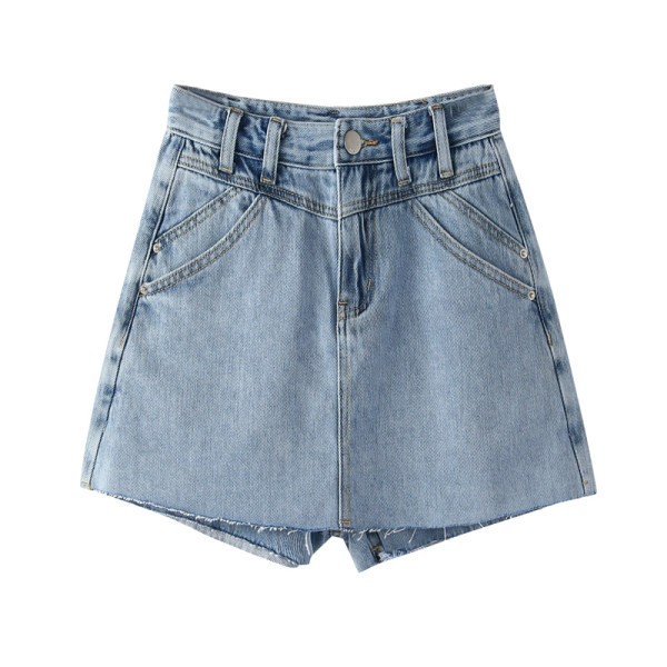 Fusta-pantalon de dama cu talie inalta si elemente rupte