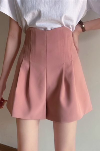 Pantaloni scurți moderni de damă cu talie înaltă și fermoar