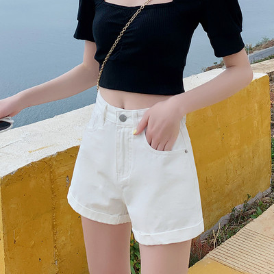 Blugi scurti de vară cu talie înaltă pentru femei